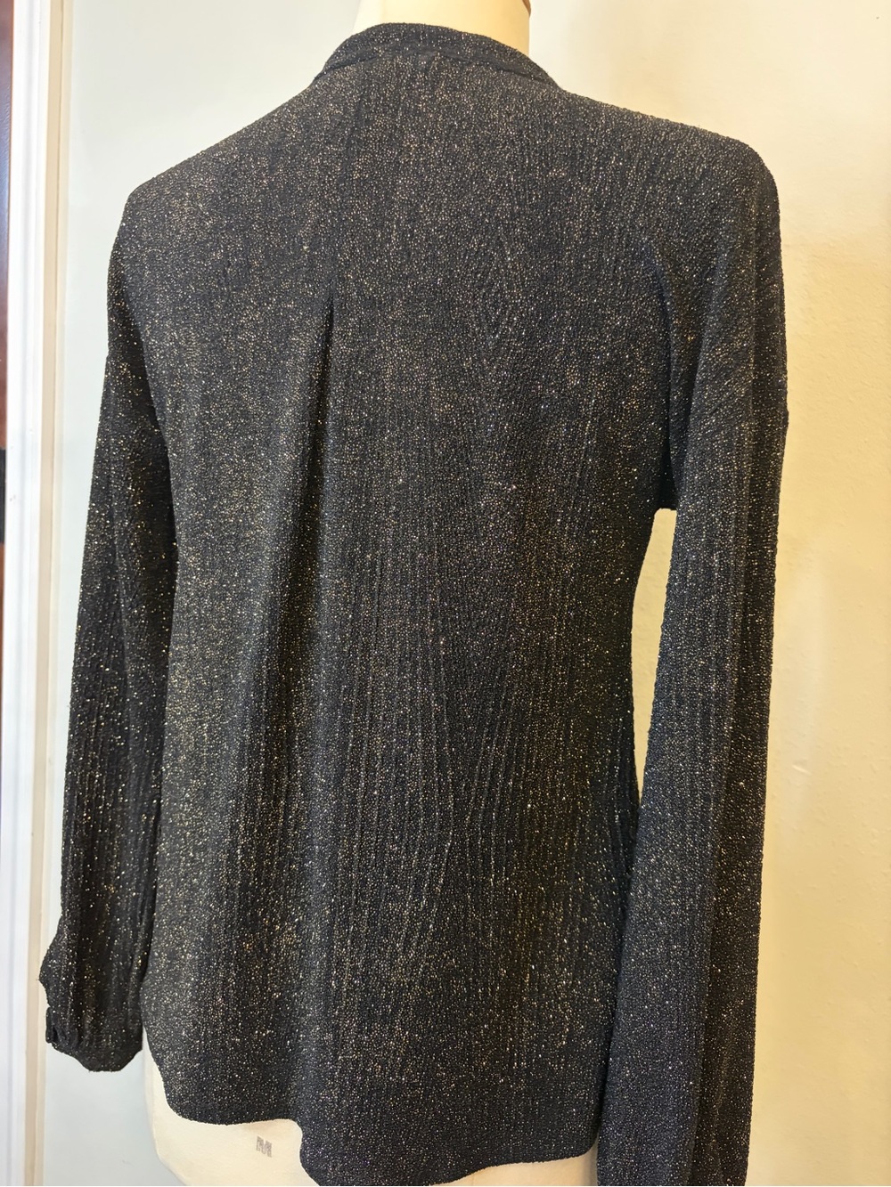 Endless Rose Black Sparkle Tie-Neck V-Neck Sweater - Picture 6 of 11